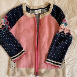 Hanna Andersson Pink and Cream Cardigan